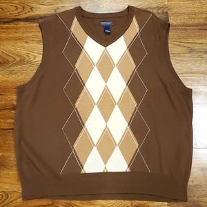 Mens Saddlebred brown, beige, and cream argyle sweater vest size XL